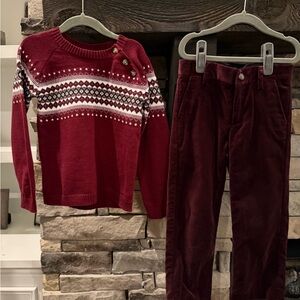 Kids Burgandy Patterned Sweater and Pants Edgehill Collection